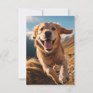 Lycklig Golden Retriever Running Tack Kort