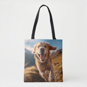 Lycklig Golden Retriever Running Tygkasse
