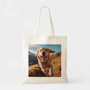 Lycklig Golden Retriever Running Tygkasse