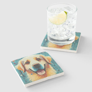 Lycklig Golden Retriever Stenunderlägg