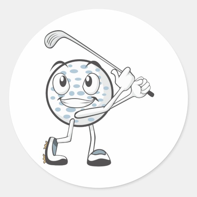 Lycklig Golf Boll Player Runt Klistermärke (Framsida)