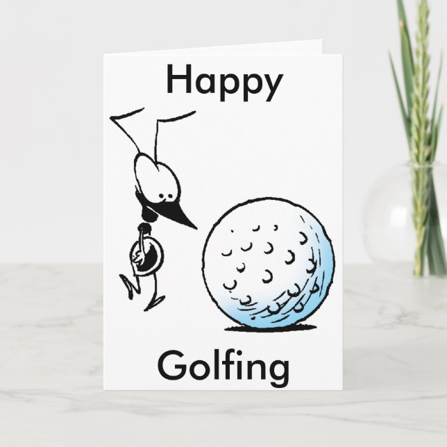 Lycklig Golfing Funny Greeting Card Kort (Framsida)