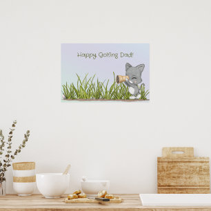 Lycklig Golfing Pappa Funny Fars dag Poster
