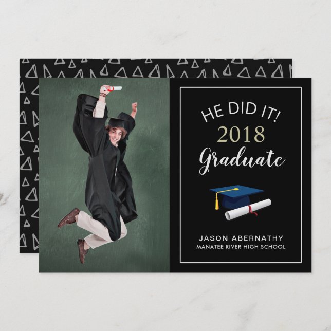 Lycklig Grad Trendig Photo Party annonsering Inbjudningar (Fram/baksida)