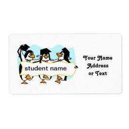 Lycklig Graduating Dancing Penguins w/Banner Fraktsedel