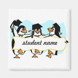 Lycklig Graduating Dancing Penguins w/Banner Magnet