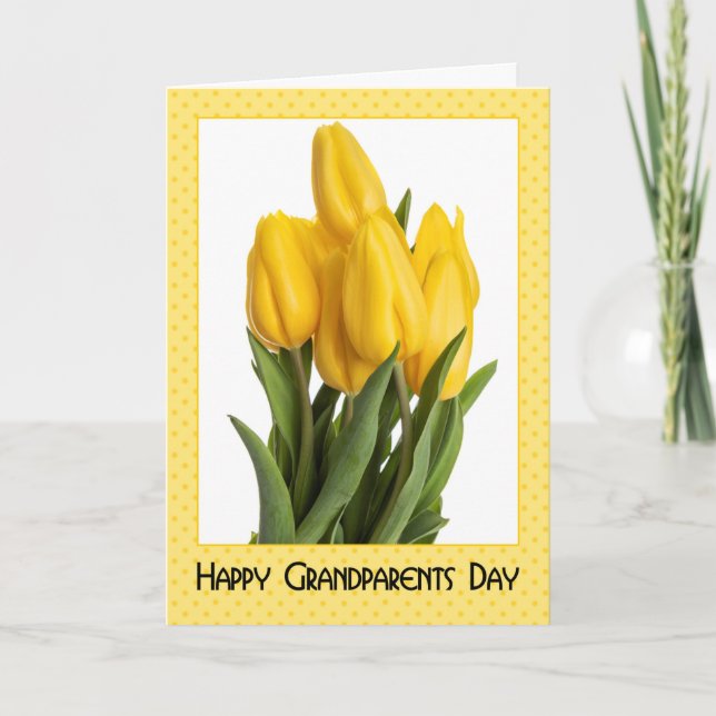 Lycklig Grandföräldrar Day Gult Tulips Helgkort (Framsida)