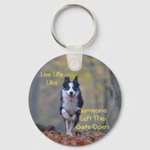 Lycklig Gräns Collie Inspirational Souting Nyckelring