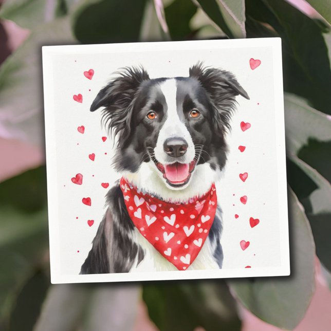 Lycklig Gräns Collie Red Heart Bandana Pappersservett (Skapare uppladdad)
