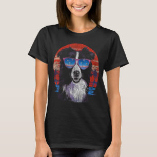 Lycklig Gräns Collie Retro Sunset 70 s för sällska T Shirt
