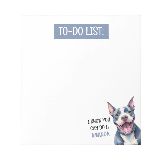 Lycklig Grått Pit Bull to Do List Anteckningsblock (Framsida)