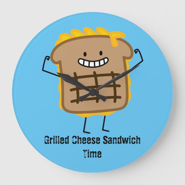 Lycklig Grilled Cheese Sandwich Stor Klocka (Framsida)