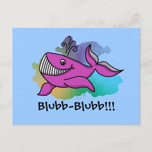 Lycklig Grinning Whale Vykort (Framsida)