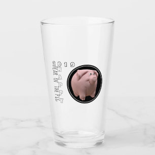 Lycklig Gris År 2019: 3D dricksglas 2 Glaskopp
