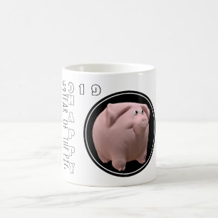 Lycklig Gris År 2019: 3D Vit Mugg 2