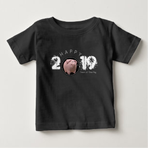 Lycklig Gris År 2019 Original 3D Baby Tee
