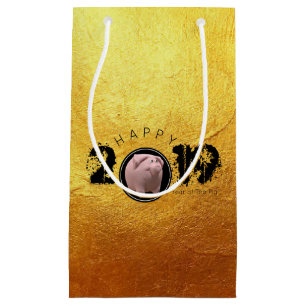 Lycklig Gris År 2019 Original 3D guld S Gift Bag 2