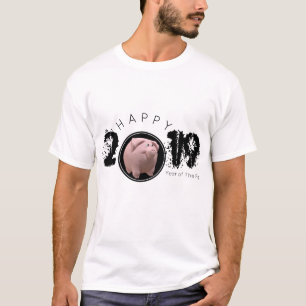Lycklig Gris År 2019 Original 3D Man Tee
