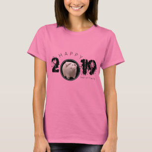 Lycklig Gris År 2019 Original 3D Woman Tee
