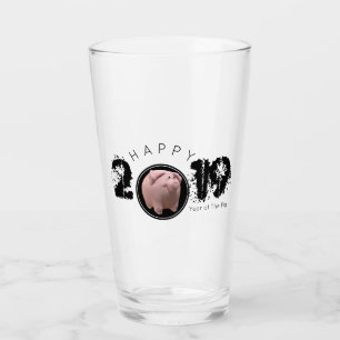 Lycklig-Gris-år 2019, ursprungligt 3D-drickande G  Glaskopp