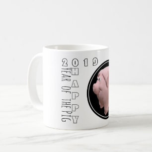 Lycklig Gris-år Zodiac Birthday 3D anpassningsbar  Kaffemugg
