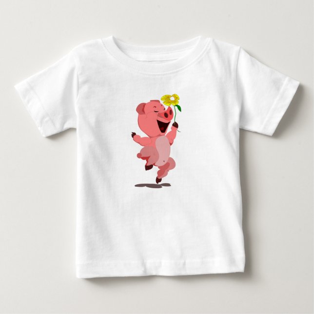 Lycklig Gris Baby T-Shirt (Framsida)