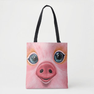 Lycklig Gris Funny Tote Bag Tygkasse