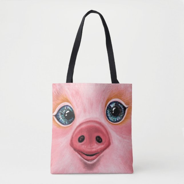 Lycklig Gris Funny Tote Bag Tygkasse (Framsida)