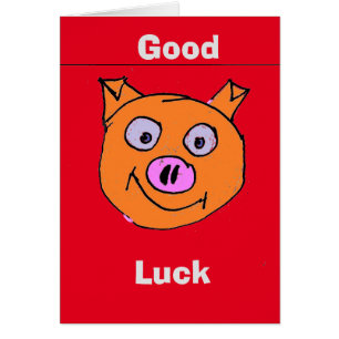 Lycklig gris hälsningskort