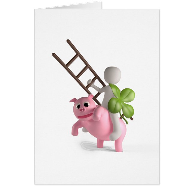 lycklig gris hälsningskort (Framsidan)