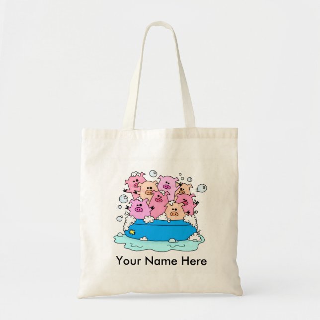 Lycklig Grisar Anpassade Tote Bag Tygkasse (Framsidan)