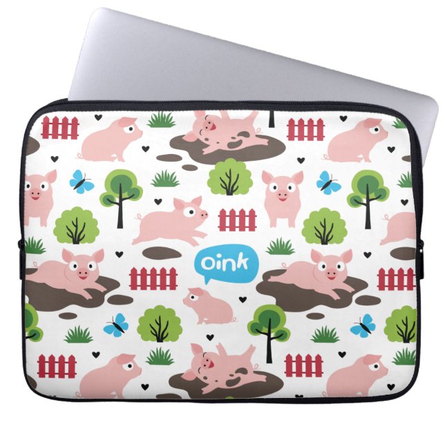 Lycklig-grisar i Lera Electronics-blocket Laptop Fodral (Framsidan)