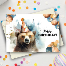 Lycklig Grizzly Bear Vild Animal Porträtt Birthday