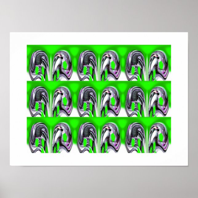 Lycklig grön konst poster (Framsidan)