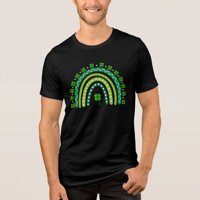 Lycklig Grön Shamrock Regnbåge St. Patrick's Day  T Shirt (Framsida)