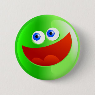 Lycklig gröna Smilie Knapp