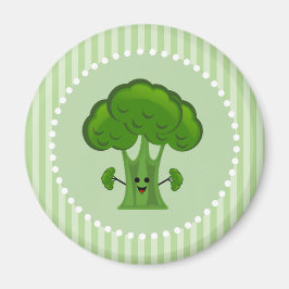 Lycklig Grönt Broccoli Magnet