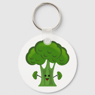 Lycklig Grönt Broccoli Nyckelring