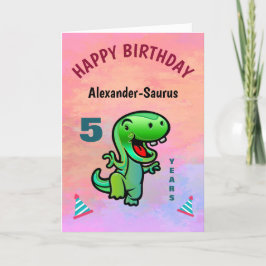 Lycklig Grönt Dinosaur Birthday Personalize Kort