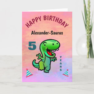 Lycklig Grönt Dinosaur Birthday Personalize Kort