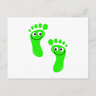 Lycklig Grönt Feet Vykort