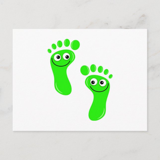 Lycklig Grönt Feet Vykort (Framsida)