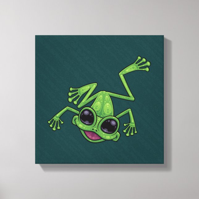 Lycklig Grönt Träd Frog Canvastryck (Framsida)