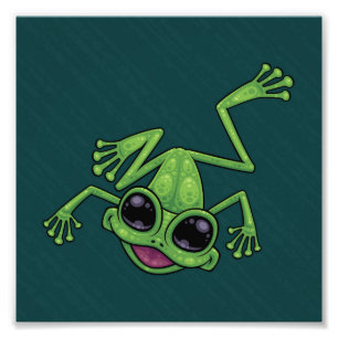 Lycklig Grönt Träd Frog Fototryck
