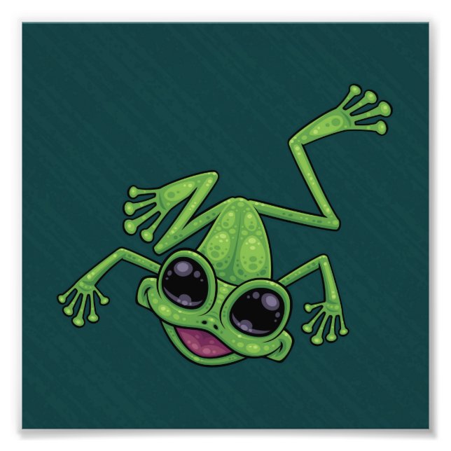 Lycklig Grönt Träd Frog Fototryck (Framsidan)