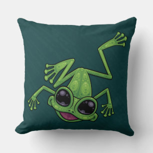 Lycklig Grönt Träd Frog Kudde