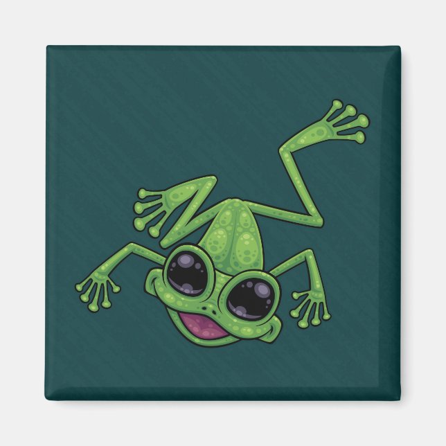 Lycklig Grönt Träd Frog Magnet (Framsidan)
