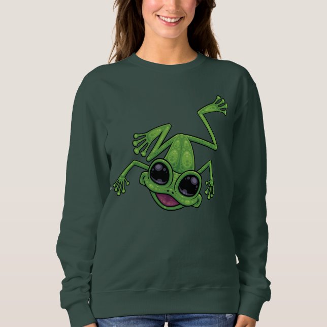 Lycklig Grönt Träd Frog T Shirt (Framsida)