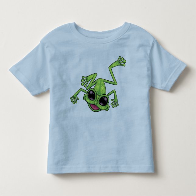 Lycklig Grönt Träd Frog T Shirt (Framsida)