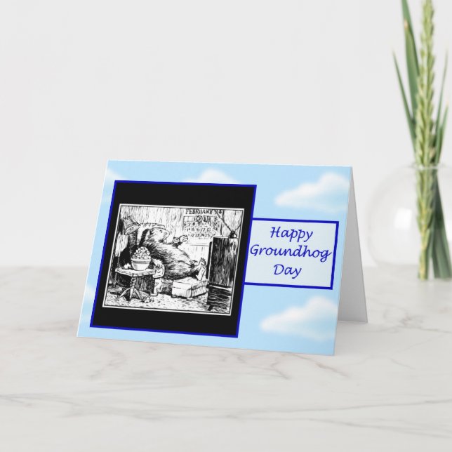 Lycklig Groundhog dag med den hållande ögonen på Kort (Framsida)
